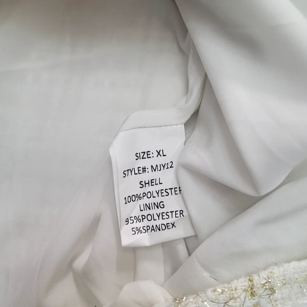 Feeling Like a Queen White Tweed Dress, Size XL - Picture 7 of 9